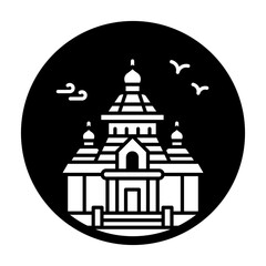 Sticker - A filled style icon of sun temple 