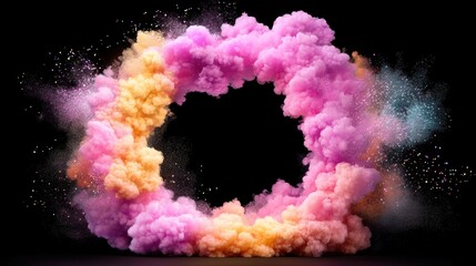 Poster - Colorful Smoke Circle on Black Background