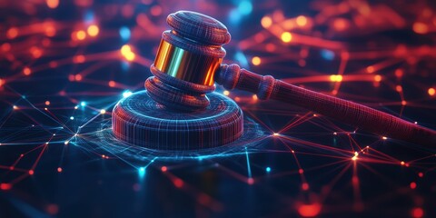 Poster - vibrant modern digital abstract 3d background with futuristic network and technology elements