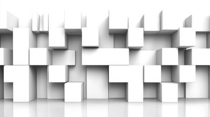 Poster - abstract white geometric shapes background design
