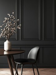 Sticker - Elegant Interior. Classic Dining Room with Modern Twist and Empty Wall in Luxurious Setting