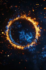 A dramatic image of a ring of flames and smoke in the darkness, suitable for use in scenes of chaos and disaster