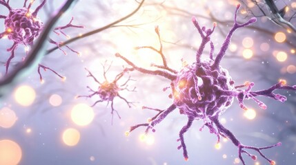 Poster - colorful visualization of neurons in a biological setting