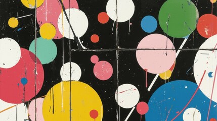 Poster - Colorful Abstract Circles on Black Background Art