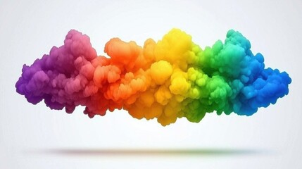 Poster - Colorful Rainbow Smoke Cloud on White Background
