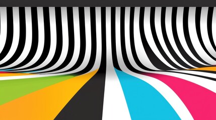 Poster - Colorful Curved Stripes on a Black Background