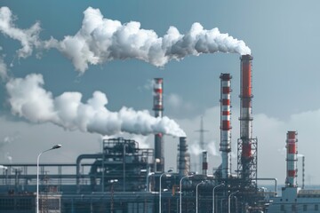 Smoke billowing from a large industrial factory