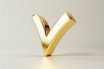 A gold v-shaped object placed on a white surface