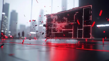 Poster - Futuristic Digital Display in Urban Setting