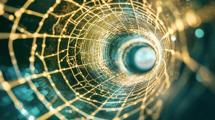 Poster - Glowing abstract web tunnel with light effects