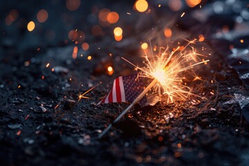 A sparkler with the American flag design