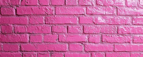 Poster - Vibrant pink brick wall background with textured surface, perfect for bold and modern design projects