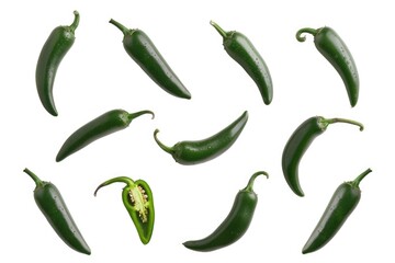 Canvas Print - A cluster of green peppers arranged neatly next to each other, great for food and culinary photography