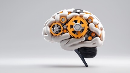 Poster - A stylized brain made up of gears and cogs, symbolizing the mechanics of learning, problem-solving, and critical thinking.