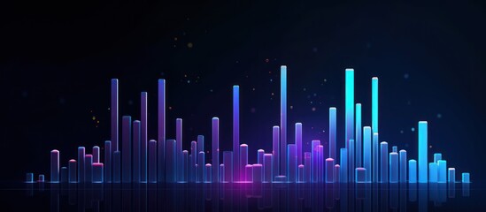 Wall Mural - Abstract Neon Blue and Purple Cityscape