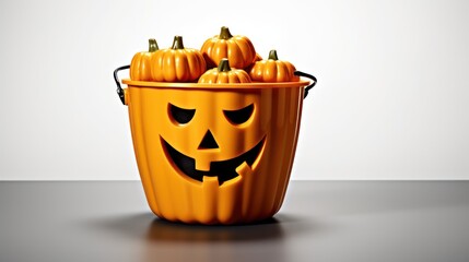 Wall Mural - Halloween Pumpkin Bucket Filled with Mini Pumpkins