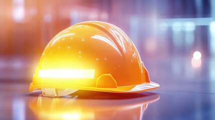 Close-up of a hard hat with a reflective stripe, emphasizing its importance in construction safety.