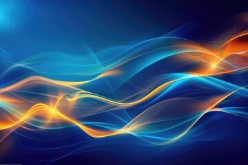Fototapete - Abstract blue and orange background featuring wavy patterns