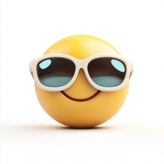 A cool emoji face with sunglasses isolated on a white background