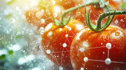 Molecular structure on tomatoes of the future, DNA genome engineering genetically modified plants