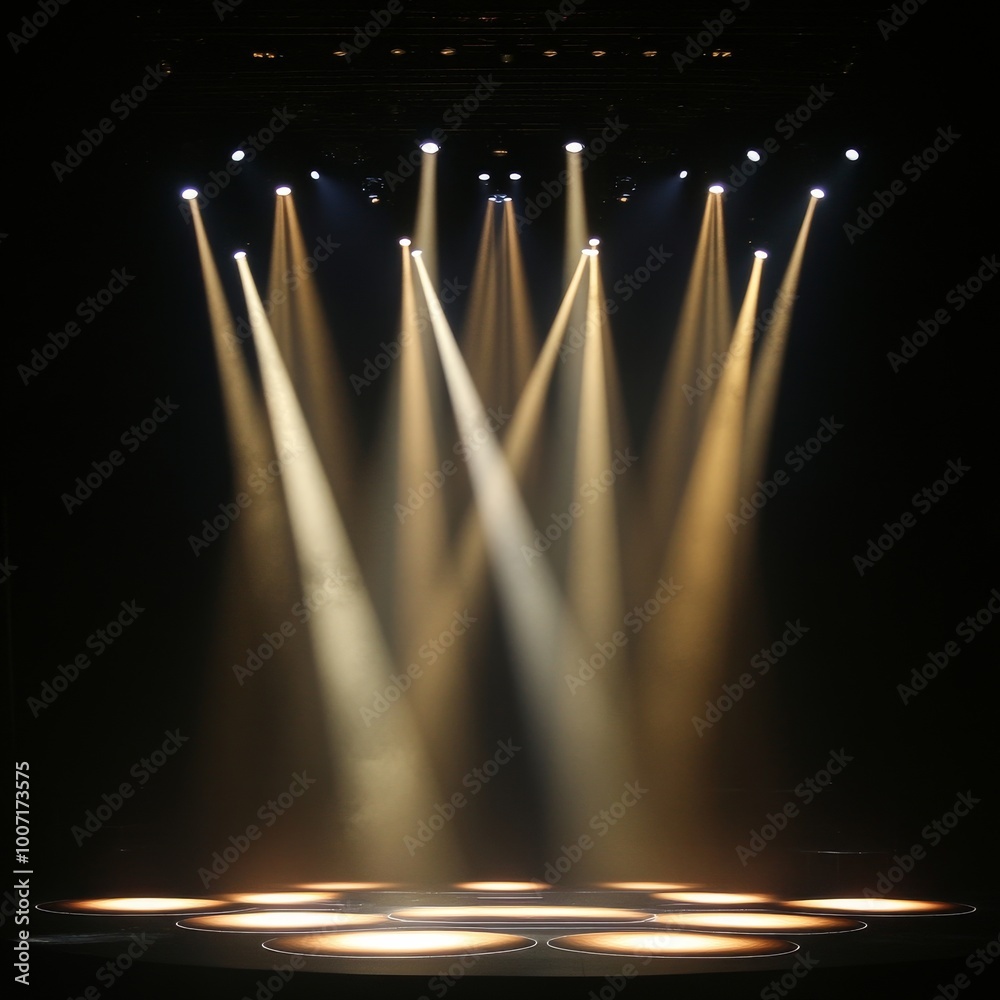A soft spotlight illuminates a single point on the stage, dark ...