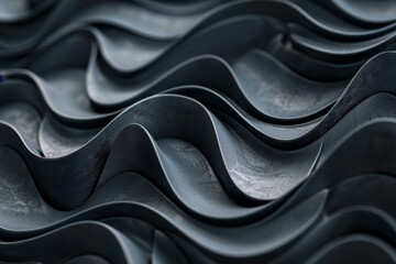 Wall Mural - The image is a close up of a black and silver wave