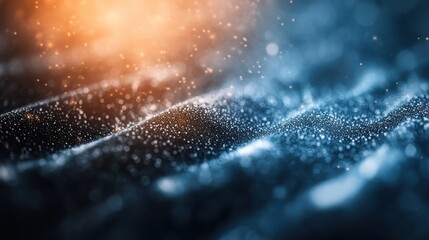 Poster - An abstract creation blending warm orange light with cool blue specks, capturing a sense of dynamic energy and harmonious contrast in the digital realm.
