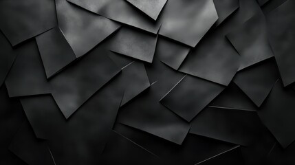 Poster - A dark abstract wall featuring overlapping geometric shapes, creating a moody and modern artistic design with a hint of industrial elegance and depth.