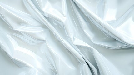 Poster - Shiny white material is folded into elegant soft curves, capturing light perfectly to enhance its glossy surface, giving a sense of purity and calm.