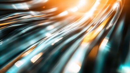 Poster - A mesmerizing abstract image illustrating a dynamic wave of light and fluid motion, capturing the essence of energy and movement with vibrant colors and fluid lines.