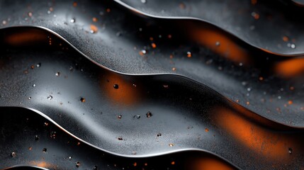 Poster - This abstract image features a dark metallic landscape with glowing orange accents, creating a compelling visual contrast and atmospheric mood.