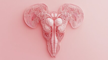 Canvas Print - abstract pink 3d organic sculpture on pink background.