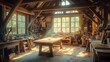 © PhotoHunter - Carpentry shop with various tools and a wooden table