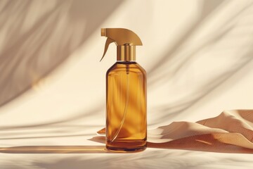 Wall Mural - A yellow spray bottle sits atop a white sheet, ready for use