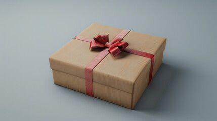 Gift box wrapped in red ribbon