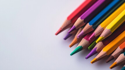 Pencils of different colors, school supplies on a white background