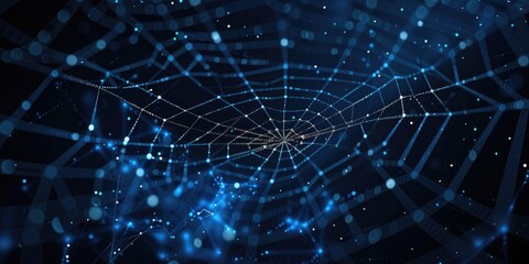 Close-up shot of a spider web against a dark background