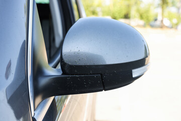 Modern auto with dirty stains, closeup view