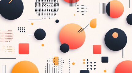 Poster - A vibrant and playful abstract background featuring a mix of geometric shapes and patterns in a bold color palette.