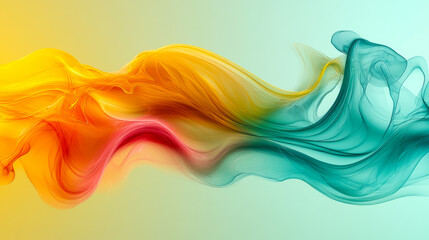 Wall Mural - Abstract Transparent Yellow Green Waves Design with Smooth Curves and Soft Shadows on Modern Background - Gradient Fluid Motion of Dynamic Lines for Graphic Resources