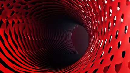 Canvas Print - abstract red and black textured tunnel.