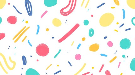 Poster - A vibrant and playful pattern of colorful abstract shapes.  The bright colors and simple forms create a cheerful and energetic feel.