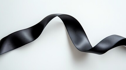 Poster - A black ribbon elegantly curves and flows across a white background, creating a simple yet striking design.