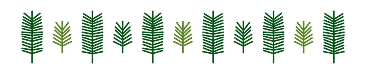 Wall Mural - christmas tree fir branches pattern border. png illustration.
