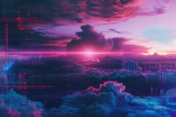 Wall Mural - a colorful sky with pink clouds and blue sky, generative ai image