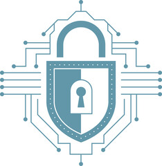 Poster - Cybersecurity lock icon representing digital data protection, network security, encryption technology, safeguarding sensitive information, preventing cyber threats, ensuring privacy, secure online com