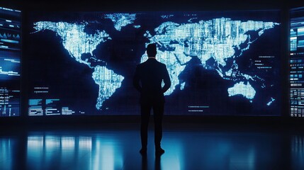 Poster - A Man in a Suit Contemplating Global Data