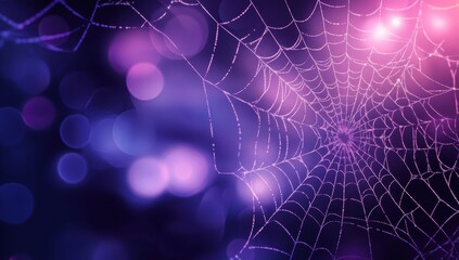 Wall Mural - purple spider web vector background, halloween design element on a dark blue-purple background gener