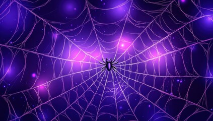 Wall Mural - purple spider web vector background, halloween design element on a dark blue-purple background gener