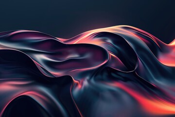 Abstract black wave banner with fluid curves on dark background.